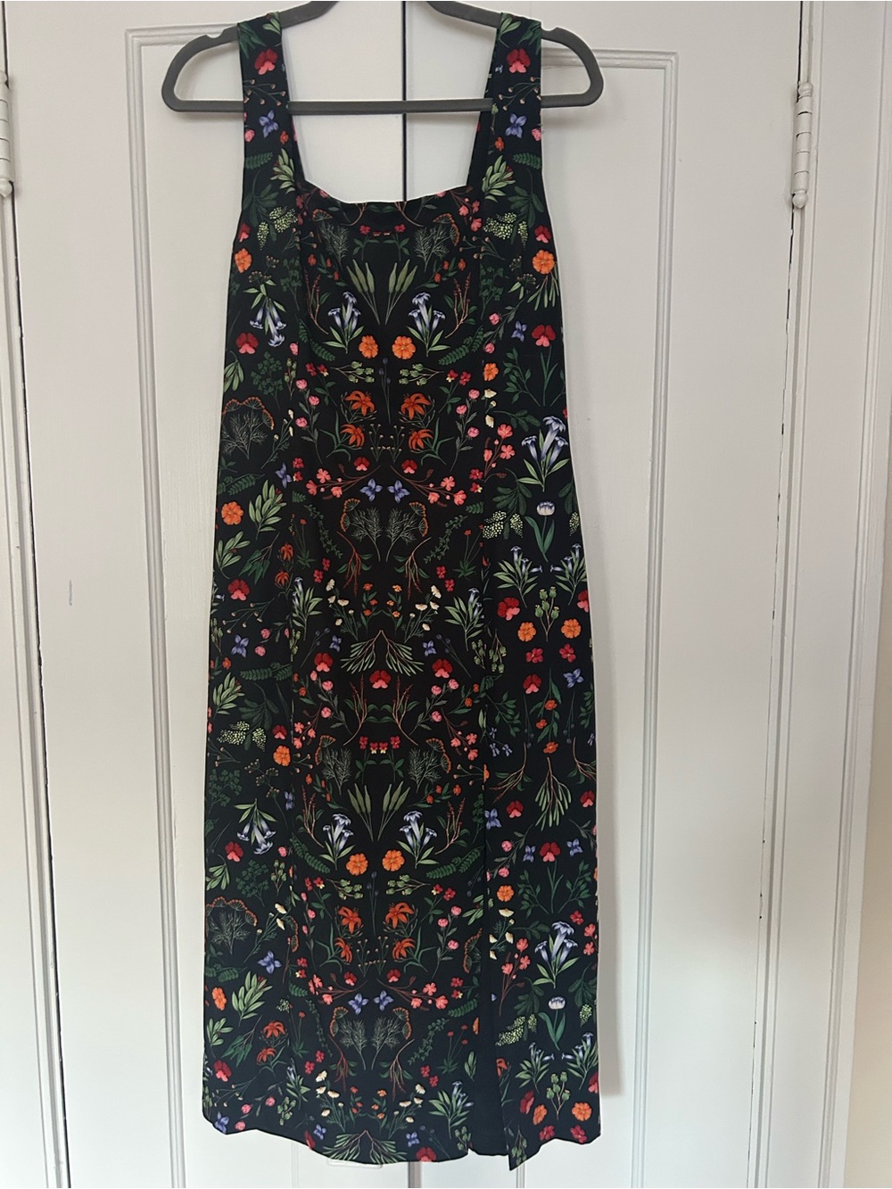 Nordstrom Black Floral Print Sleeveless Midi Dress